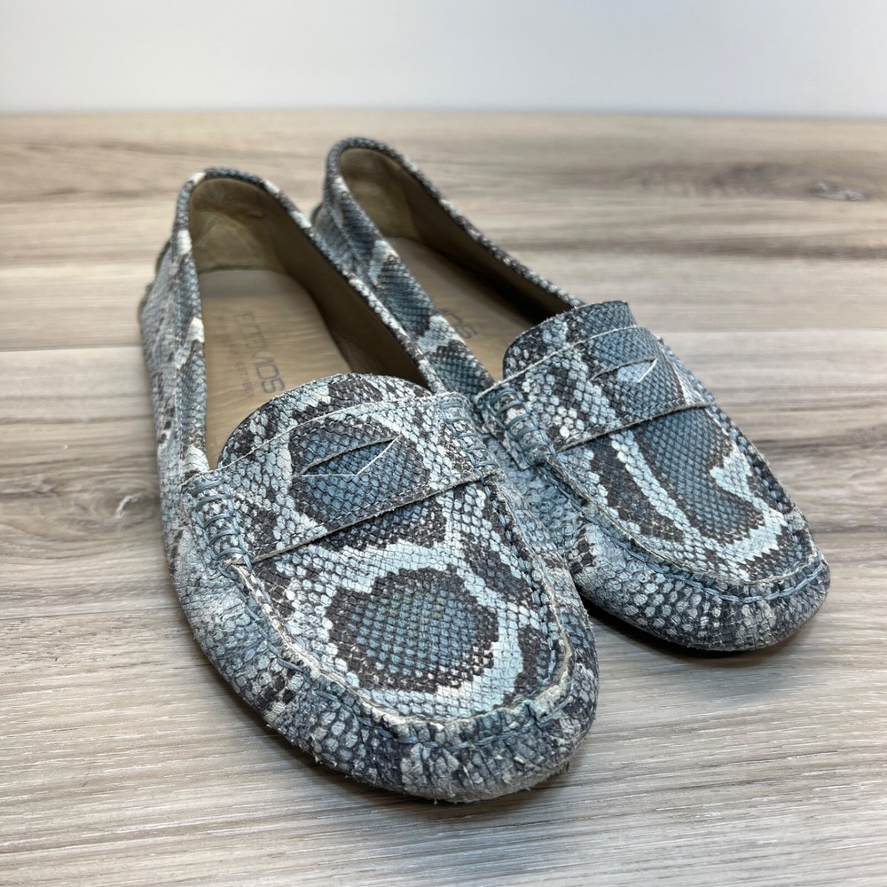 Boemos Women's Snake Print Loafer Moccasins Slip On Size 7.5 Made In Italy
